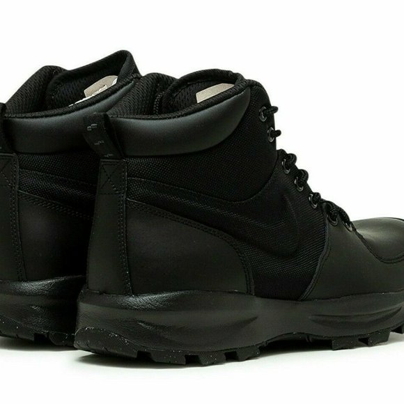 Nike Manoa Water Resistant Leather Boots Triple Black 456975-001 Mens - Picture 2 of 7